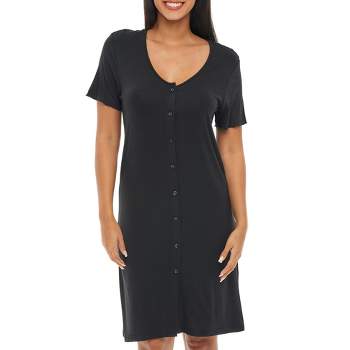 Cheibear Womens Modal Nightshirt Soft Button Down Nightgown Short Sleeve  Pajama Sleepshirt : Target