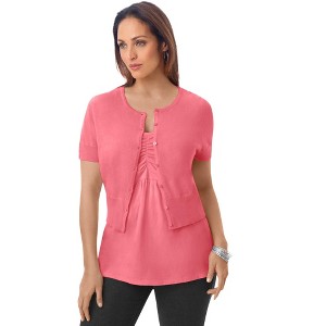 Jessica London Women's Plus Size Jewel-Neck Shrug - 1 of 4