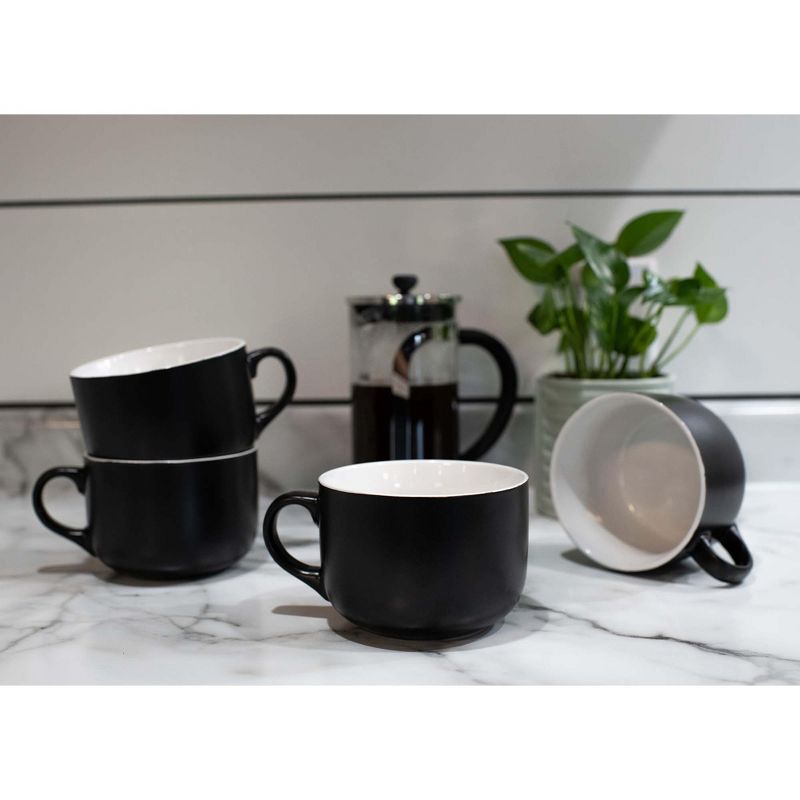 Elanze Designs Large Color Pop 24 ounce Ceramic Jumbo Soup Mugs Set of 4, White, 5 of 6