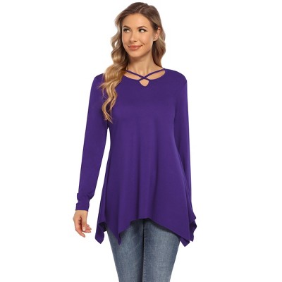 Ladies Tunic Tops Long Sleeve Swing Top Casual V Neck Blouses Flowy Fall Shirts for Leggings
