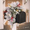 Puleo 3' Pre-lit Flocked Decorated Christmas  Artificial Mailbox Swag - 4 of 4