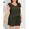 Women's Plus Size Pajama Set Lounge Set Short Sleeve Tops Loungewear Top and Shorts - 3 of 4