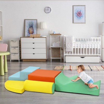 6-Piece Foam Climbing Blocks, Pu Leather Toddler Climbing Toys