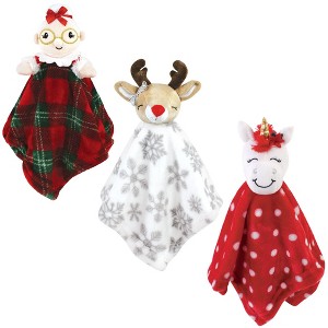 Hudson Baby Infant Girls Animal Face Security Blanket, Mrs Claus, One Size - 1 of 4