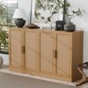 PexFix 62" W x 31" H Modern Sideboard Cabinet with 4-Doors Rattan Panel Buffet Console Accent Storage Cabinet for Hallway Entryway Dining Room Natural - 2 of 4