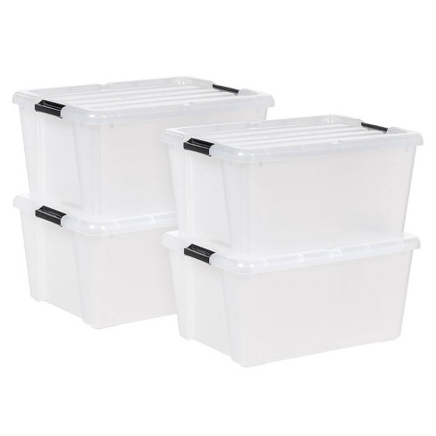 Iris 45qt 4pk Plastic Storage Container Bin With Secure Lid And