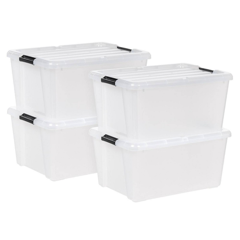 Photos - Clothes Drawer Organiser IRIS 45qt 4pk Plastic Storage Container Bin with Secure Lid and Latching B 