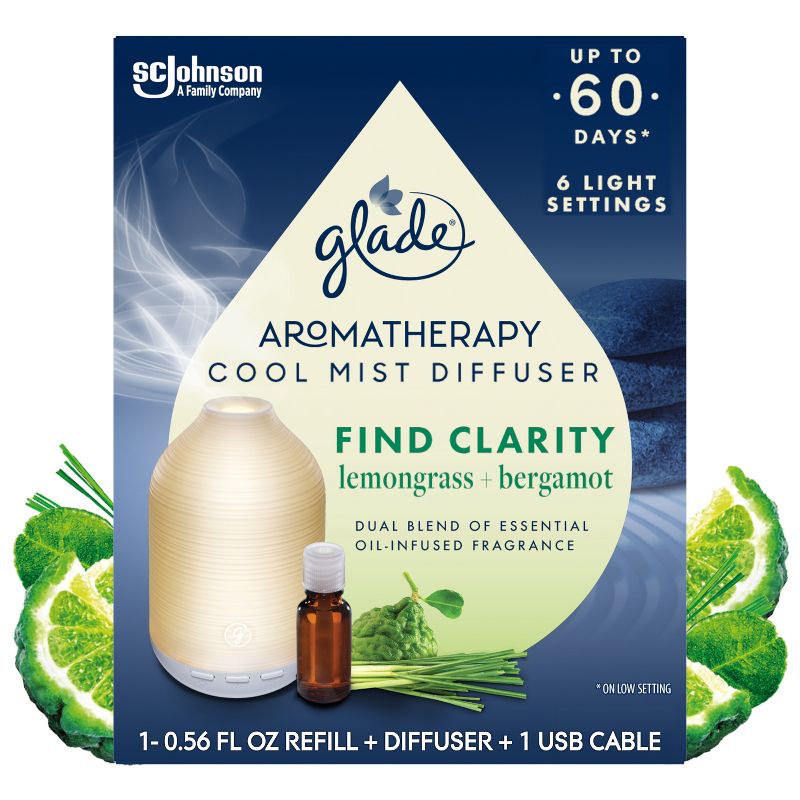 Glade Aromatherapy Cool Mist Diffuser Air Freshener - Find Clarity - 0.56 fl oz, 1 of 27