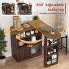 Modern Bar Cabinet with Rotating top Counter Height Dining Cabinet with 6 Storage space and 2 Ribbed Glass Door and 3 Storage Shelves - 2 of 4