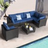 CAVINAS Patio Sectional Sets, 7 Pieces Outdoor Patio Conversation Sets, Modern Outdoor Sectional Furniture for Balcony, Black+Blue - 3 of 4