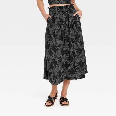 Women's Tie Waist Button-front Midi Skirt - Universal Thread™ : Target