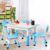 Kids Table and 4 Chairs Set – Height Adjustable Children Study Desk with Chairs, Non-Slip Legs & Erasable Graffiti Desktop, Preschool Activity Art - 2 of 4