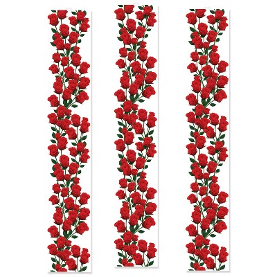 Beistle Roses Party Panels, 12" x 6', (3/Pkg) Multicolored