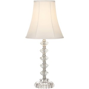 360 Lighting Bohemian Country Cottage Accent Table Lamp 21" High Clear Stacked Glass Off White Bell Shade for Bedroom Living Room Bedside Nightstand - 1 of 4
