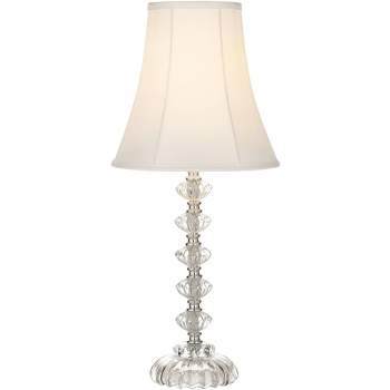 360 Lighting Bohemian Country Cottage Accent Table Lamp 21" High Clear Stacked Glass Off White Bell Shade for Bedroom Living Room Bedside Nightstand