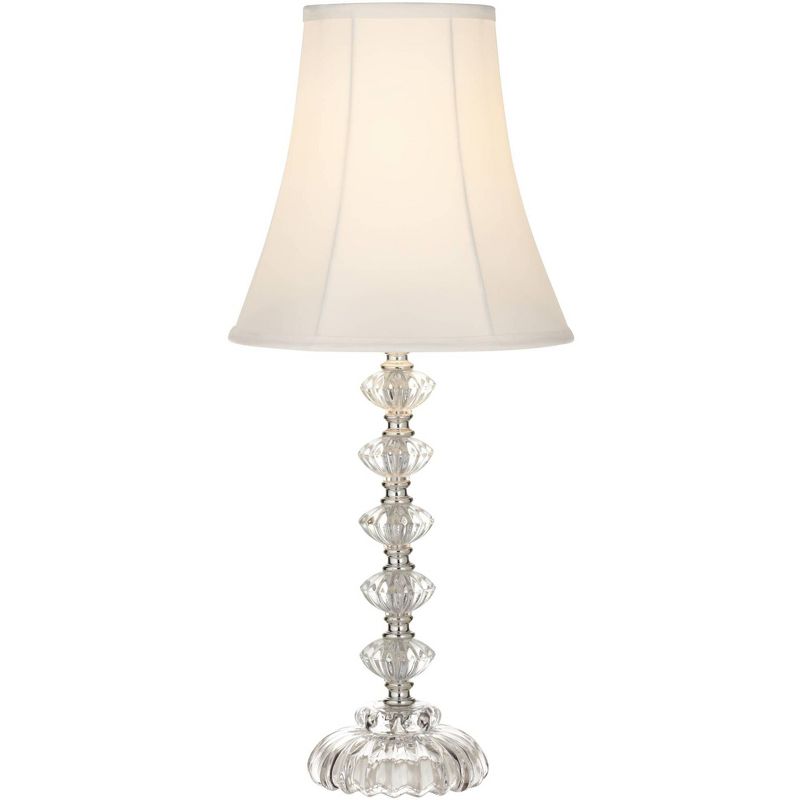360 Lighting Bohemian Country Cottage Accent Table Lamp 21" High Clear Stacked Glass Off White Bell Shade for Bedroom Living Room Bedside Nightstand, 1 of 8