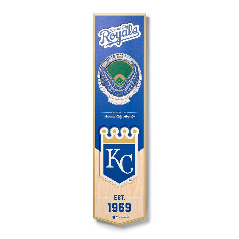 8&#34; x 32&#34; MLB Kansas City Royals 3D Stadium Banner, 1 of 5