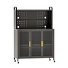 DOMETOUR Carbon Steel Kitchen Storage Cabinet, Microwave Stand, Bakers Racks for Kitchens with Storage, Transparent Flap Door Design - 3 of 4