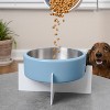 THE LICKER STORE Intersecta Small/Medium Concrete & Stainless Steel Bowl 16oz (2 Cups) w/ Metal Stand Pet Feeder - 2 of 4