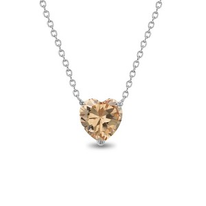 Girls' Prong CZ Birthstone Heart Sterling Silver Necklace - In Season Jewelry - 1 of 2