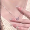 Charming Necklace + Earring Set, Adorable Pink Heart Pendant, Beautifully Crafted Alloy Jewelry Set for Every Lovely Lady - 3 of 4
