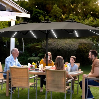 Maggift Patio Umbrella, Large Outdoor Double-Headed Umbrella, With Crank Handle, Powerful UV Protective for Pool, Lawn, Gray, 181.1"*106.2"*94.5"