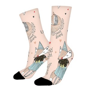 Cute Fox Women Printed Crew Socks Funny Funky Socks Soft Polyester Novelty Gifts for Artists Men - 1 of 1