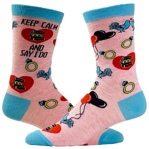 Crazy Dog T-Shirts Women's Keep Calm And Say I Do Socks Funny Bride Wedding Shower Engagement Ring Novelty Footwear - 1 of 4