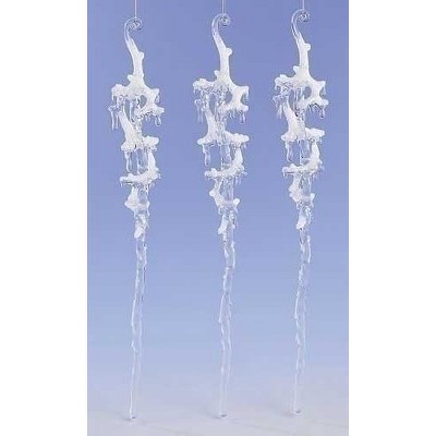 Roman Set of 3 Icy Crystal Frosted Snow Icicle Christmas Ornaments 18"