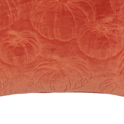 Orange Embroidered Cotton Pumpkin Throw Pillow