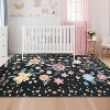 Runner Rug - Floral Boho Design, Ultra-Thin Low Pile, Non-Slip Backing, Machine Washable, 9*12ft, Black - 3 of 4