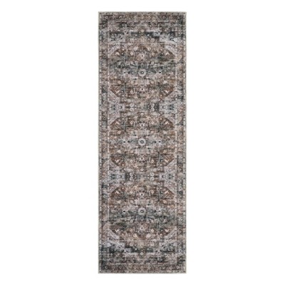 Indoor Vintage Floral Print Living Room Bedroom Area Rugs, Low Pile Non Slip Floor Carpet for Dining Room Office