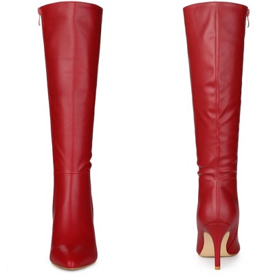 Oiamenne Women's Knee High Stiletto Boots - Pointed Toe, Studded Rivets, Tassel, 4.3" Heel, Party Dress Shoes