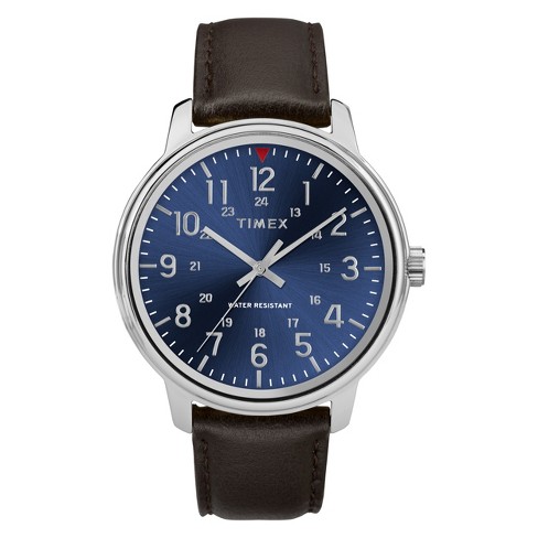 Men's Timex Watch With Leather Strap - Brown Tw2r85400jt : Target