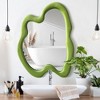 Beautyolove 24 in. W x 32 in. H Irregular Green Flannelette Framed Wall Mirror Asymmetrical Decorative Wall Mirror - 2 of 4