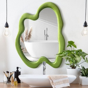 Beautyolove Irregular Flannelette Framed Wall Mirror Asymmetrical Decorative Wall Mirror - 1 of 4