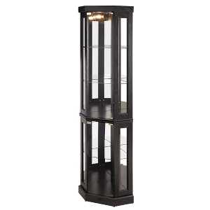 ChicFurnit Decorative Storage Cabinet Sleek Corner Curio Cabinet for Living Room Display, Black, 42.91"*19.3"*9.15" - 1 of 4