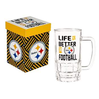 Glass Tankard Cup, with Gift Box, Pittsburgh Steelers