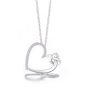 Sterling Silver Heart Necklace with Genuine Crystals - 1 of 4