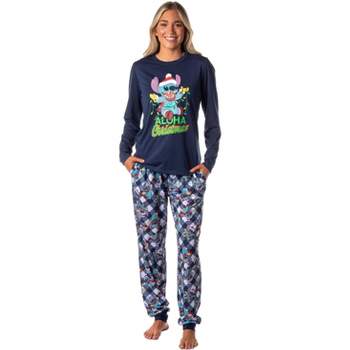 Disney Women's Lilo & Stitch Christmas Character Jogger Sleep Pajama Set Multicolored