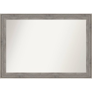 41" x 29" Non-Beveled Regis Barnwood Gray Wood Bathroom Wall Mirror - Amanti Art: Modern Rectangle, Includes Mount Hardware - 1 of 4