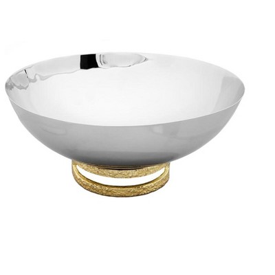 Classic Touch 6" Stainless Steel Bowl with Gold Loop Base