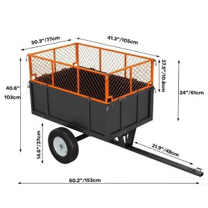 Utility trailer, 15 Cubic Feet Heavy Duty Utility Dump Trailer with Removable Sides for Lawn Mower Tractor - 1 of 1