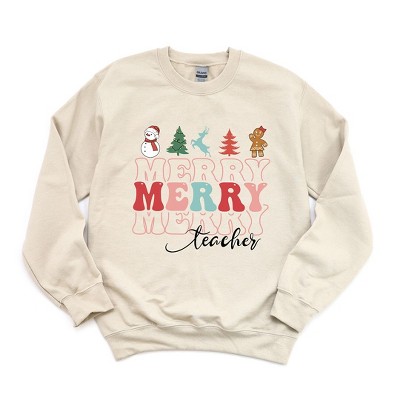 Simply Sage Market Women's Graphic Sweatshirt Merry Stacked Teacher