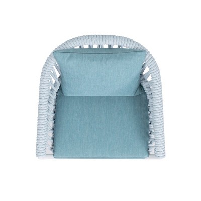 Sky Blue Aluminum Rope Outdoor Dining Chair with Cushions, Set of 2