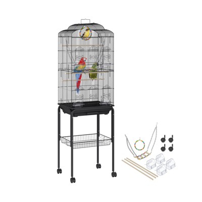 VEVOR 30 inch Bird Cage, Metal Large Parakeet Cages for Cockatiels Small Parrot Budgies Lovebirds Canaries,Pet Bird Cage with Rolling Stand and Tray