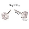 S925 Sterling Silver Mini Zircon Earrings Inlaid with Full Diamonds Korean Minimalist Style 5mm Zirconium - 3 of 4