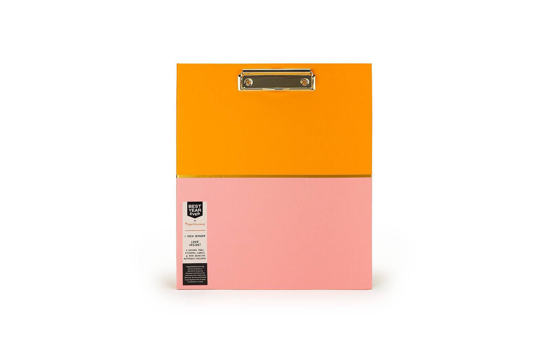 Best Year Ever 1" 3 Ring Binder Tangerine/Bubblegum