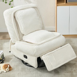 TiramisuBest 360 Swivel Rocking Recliner Manual Glider Armless Chair Adjustable Backrest Footrest Corduroy Small Space Living Room Office - 1 of 4