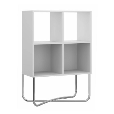 Multipurpose Storage Shelf with 4 Open Compartments White/Chrome - The Urban Port